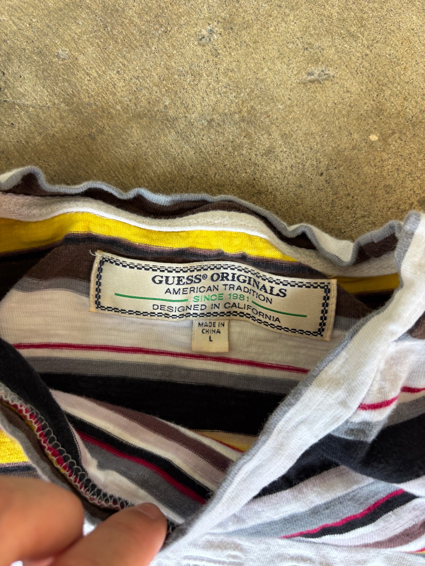 Vintage Guess Originals Striped Tee Large