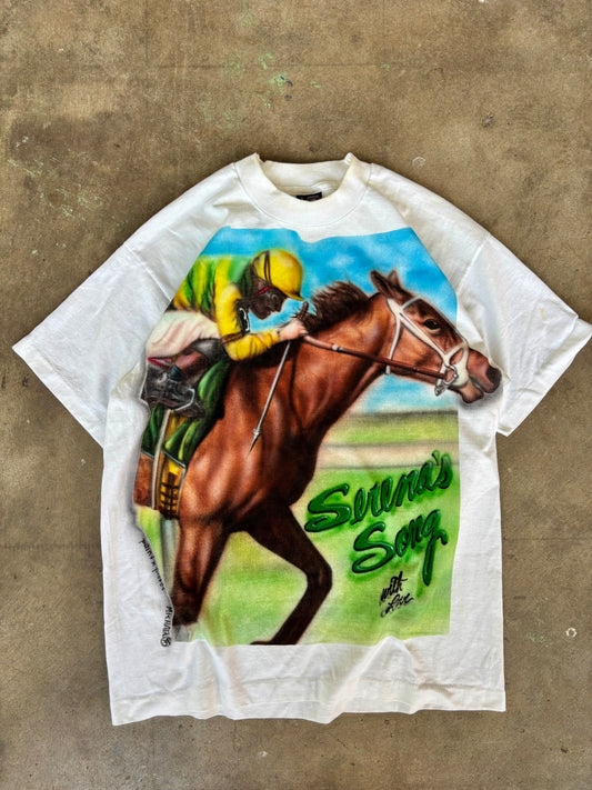 ‘90s Vintage Kentucky Derby Serena’s Song Graphic Horse Tee Large