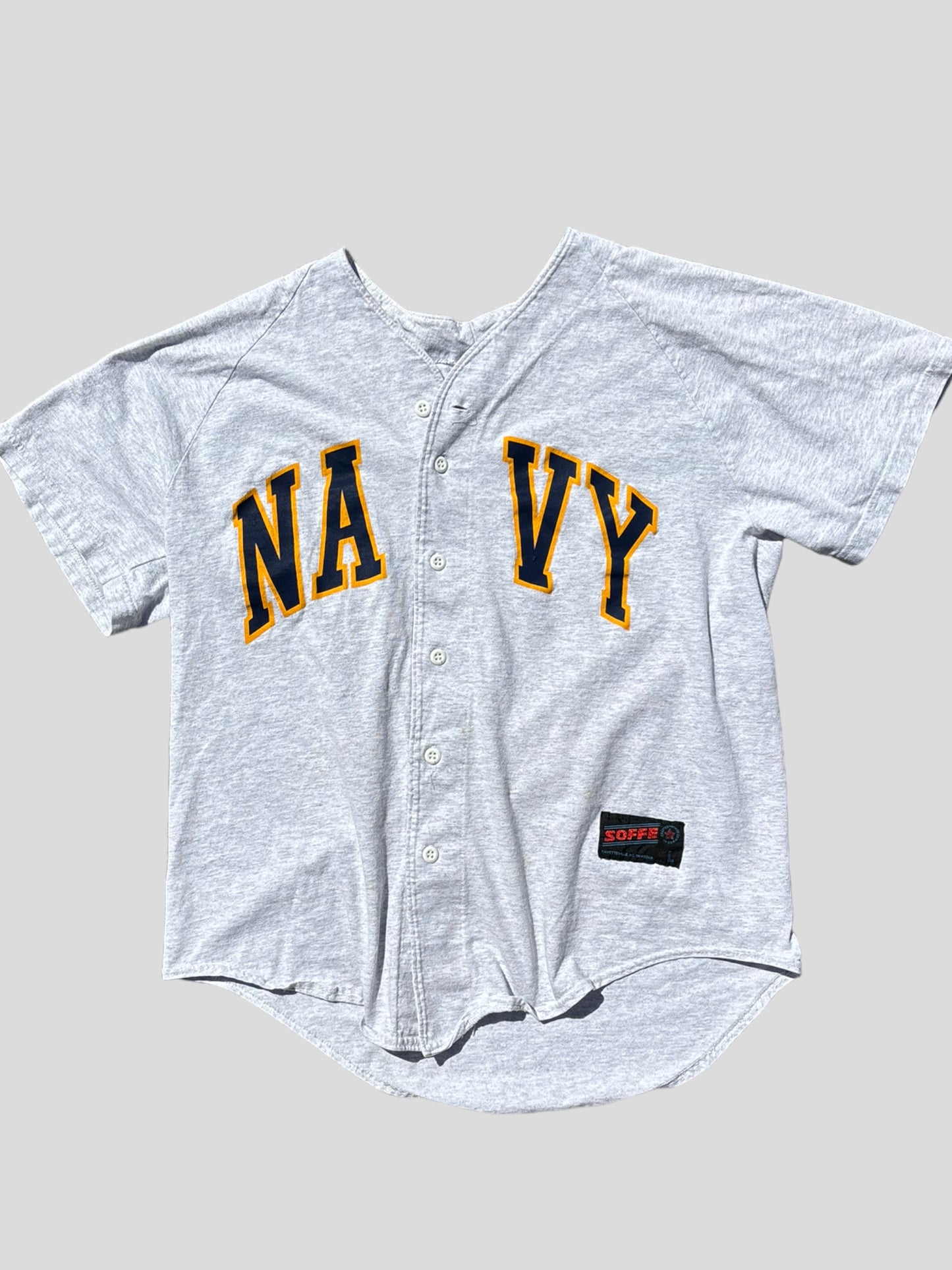 ‘70s Navy Button Up Jersey Large