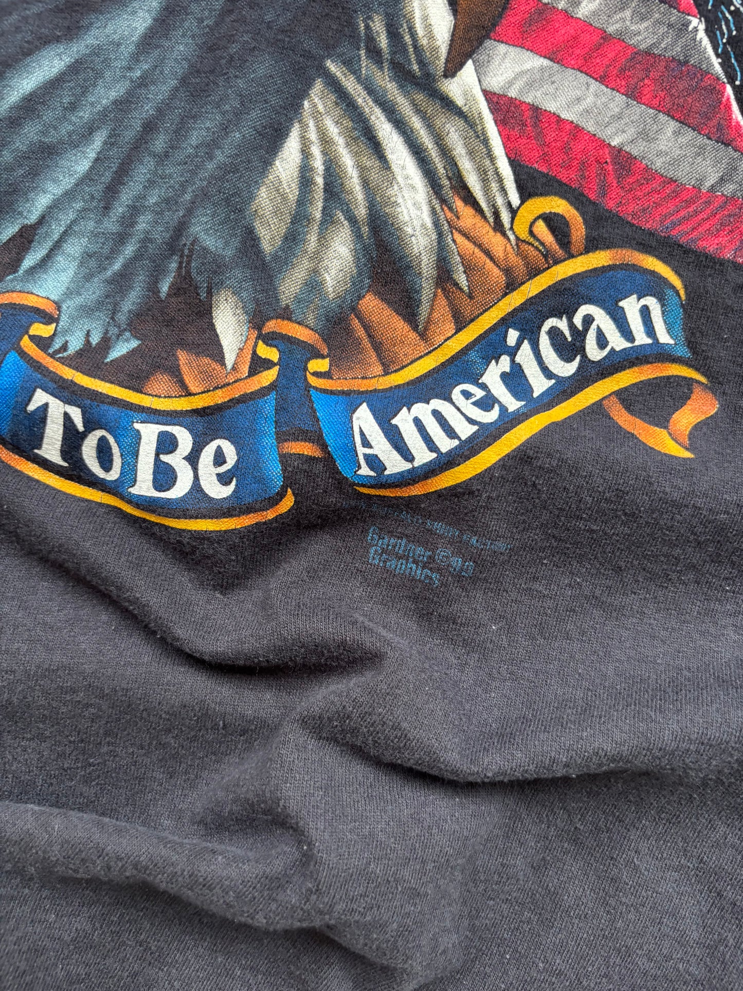Vintage 1999 Proud To Be American Bald Eagle Graphic Tee Large