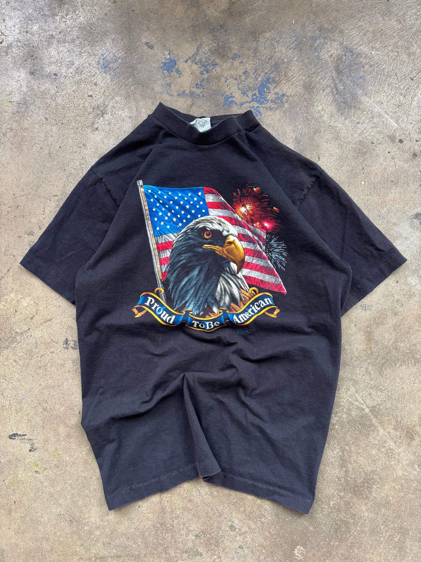 Vintage 1999 Proud To Be American Bald Eagle Graphic Tee Large