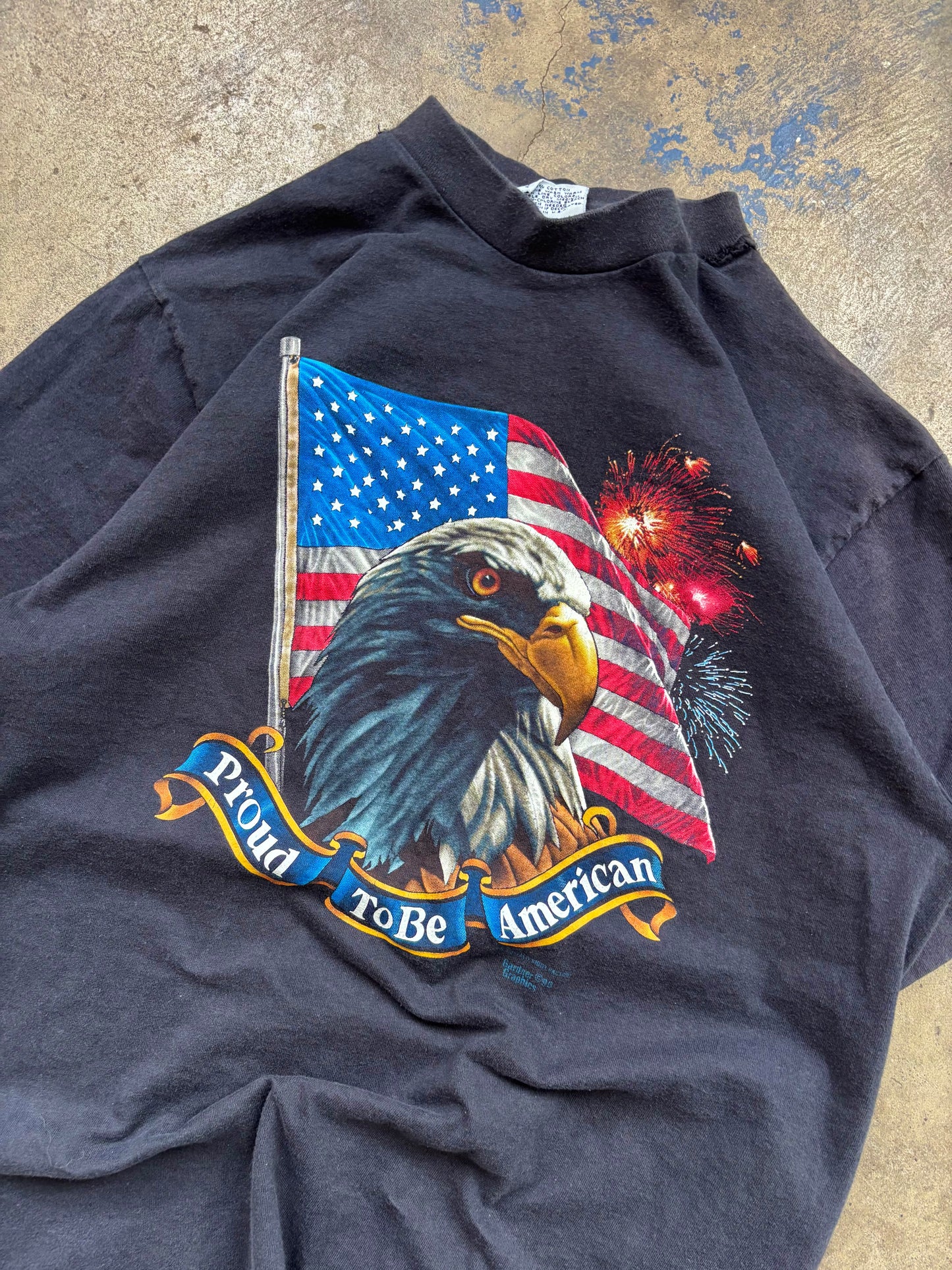 Vintage 1999 Proud To Be American Bald Eagle Graphic Tee Large